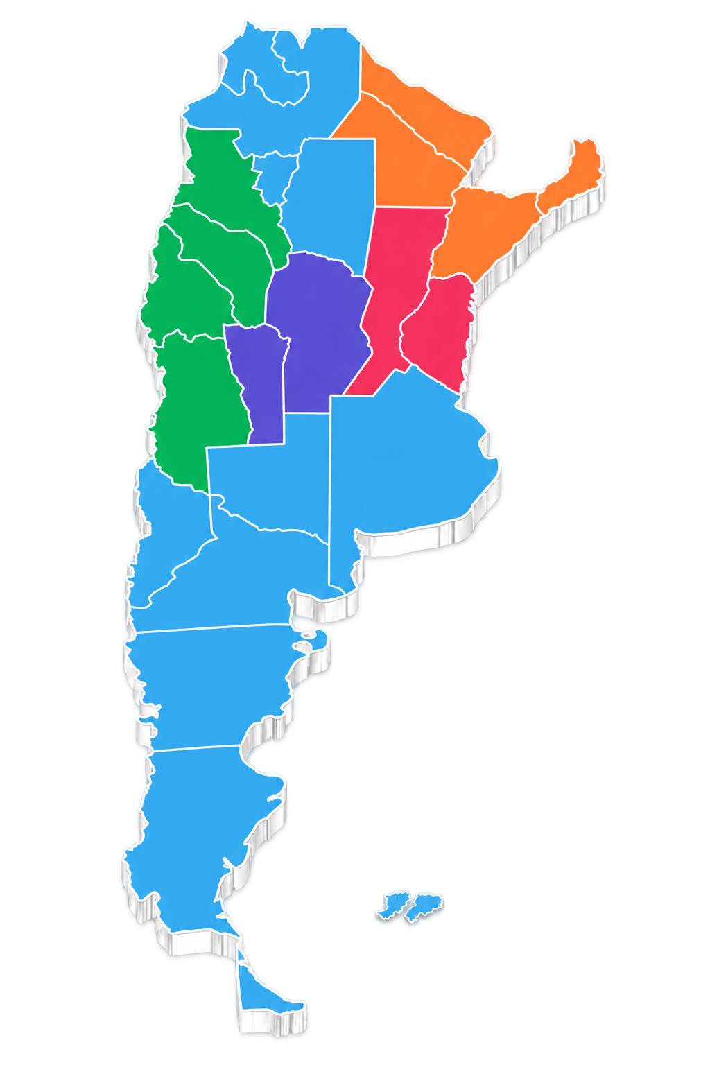 Mapa de Argentina con las zonas de cobertura comercial de SISCOD